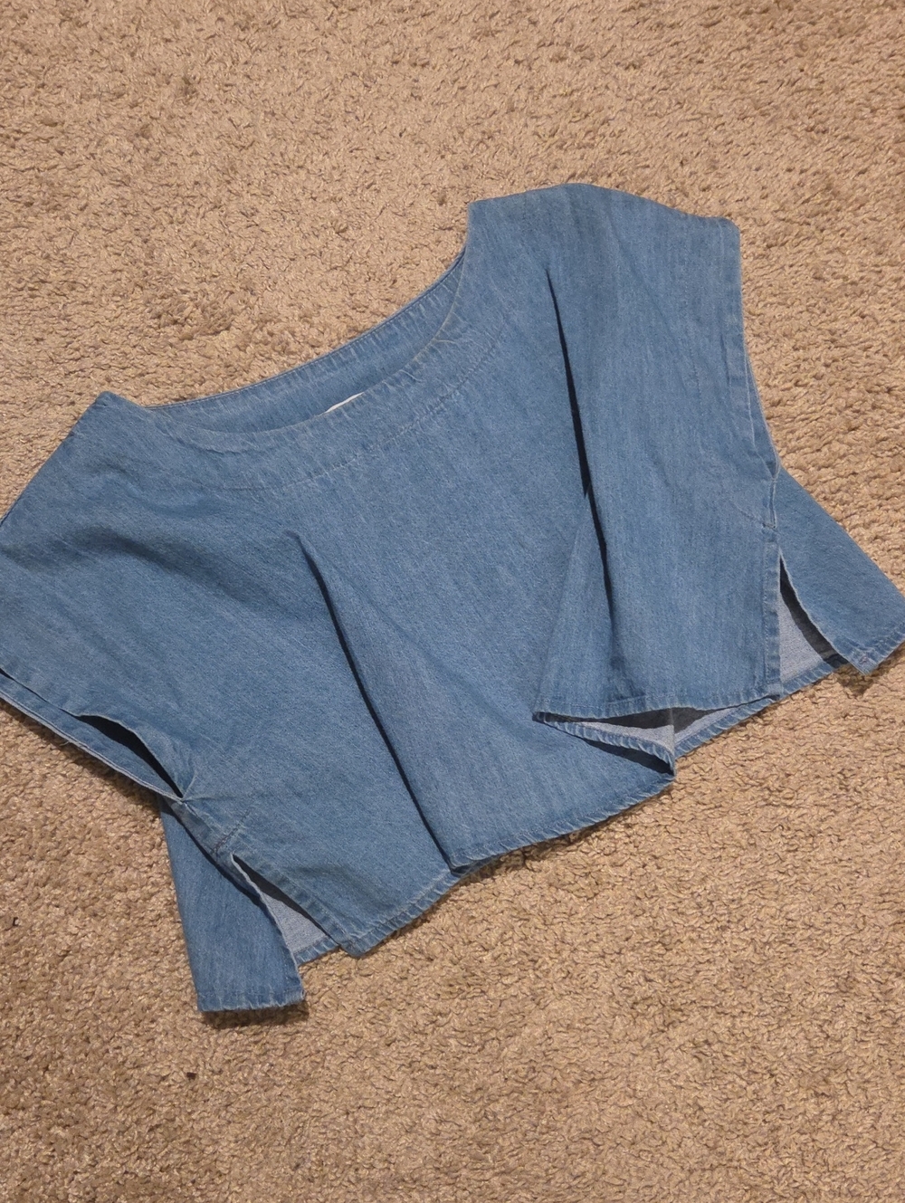 Denim Blue Crop Top - Short Sleeve Boxy Style